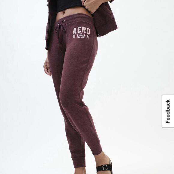 Aeropostale Jogger Sweatpants Women's XS Maroon Drawstring Waist Logo Y2K - Picture 2 of 7